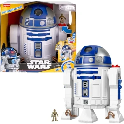 Abbildung von Fisher Price Imaginext STAR WARS Spielzeug R2 D2 (ca. 44 cm hoch) mit Lichtern, Geräuschen und Die Cast Figurenschlüssel C 3PO, für Kinder ab 3 Jahren, HXG52