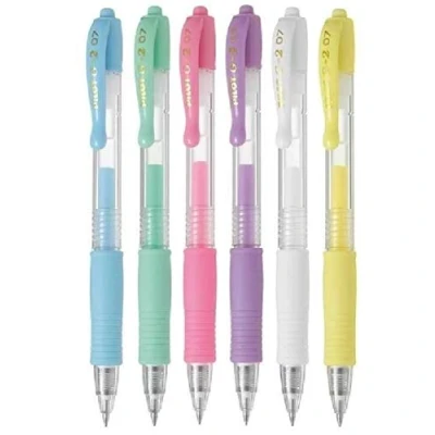 Abbildung von Pilot Pen G2 07 sortiert Farbe Pack feine Retractable Gel Ink Tintenroller 0,7 mm Feder Spitze 0,39 Line Breite nachfüllbar bl g27 (je 1 Pastell 6 Stifte)