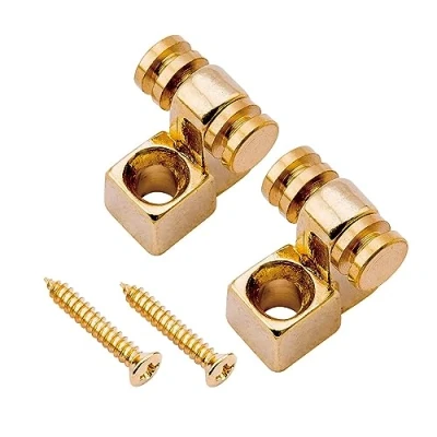 Abbildung von Musiclily Pro Stahl Roller Gitarre String Trees Rollen Saitenniederhalter Guides Retainers für Fender Strat Stratocaster Tele Telecaster E Gitarre, Gold(2er Set)