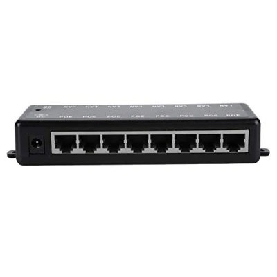 Abbildung von ASHATA 8 Port Fast Ethernet POE Switch,DC12V 48V Passiver Adapter Injektor,10/100 MBit/s Netzwerkschalter Switch Stromversorgungsmodul Injector Schwarz