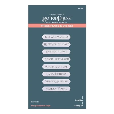 Abbildung von Spellbinders Fancy Sentiment Strips Press Plate &amp; Die Set (BP 091)