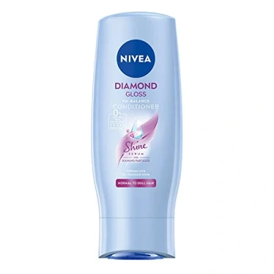 Abbildung von Nivea Hair Conditioner Diamond Gloss With Particles and a Valuable Shine Serum Pleasant Fragrance Vegan 95% Biodegradable 200ml (Pack of 5)