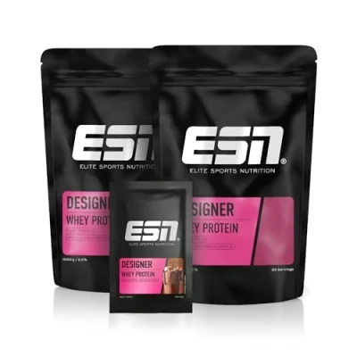 Abbildung von ESN Designer Whey Proteinpulver + Gratis Sample, Geschmacksneutral, 2 x 1 kg, bis zu 23 g Protein pro Portion, ideal zum Muskelaufbau und erhalt made in Germany