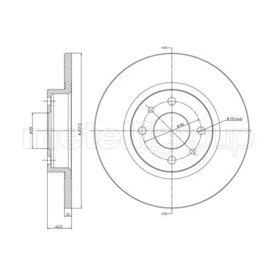 Abbildung von METELLI 23 0179 Bremsscheibe 257,5 12,0 4 59,0 voll FIAT: Punto II Schrägheck, 500 C Cabrio, LANCIA: Ypsilon II, III, Y
