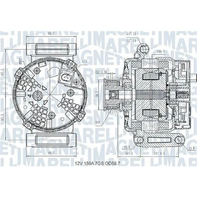 Abbildung von MAGNETI MARELLI 063731557610 Lichtmaschine 12V 150A FORD: Transit Custom V362 Bus, Kastenwagen, Mk6 Bus