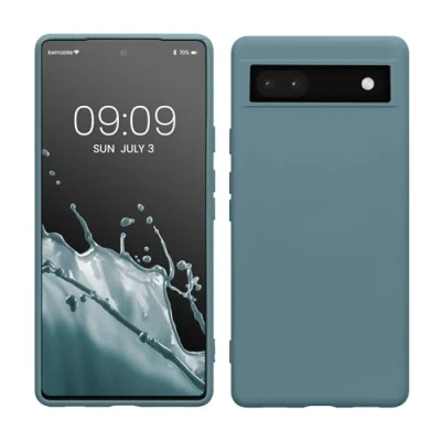 Abbildung von kwmobile Hülle kompatibel mit Google Pixel 6a gummierte TPU Silikon Handyhülle Schutzhülle für kabelloses Laden Case in Antique Stone