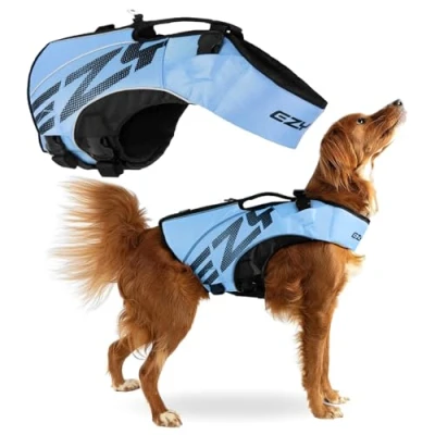 Abbildung von EZYDOG X2 Boost Schwimmweste, Bootfahren, Hundefreundlich, Paddelboard, überlegener Auftrieb, Rettungsgriff, Schwimmweste (Größe M, Blau)