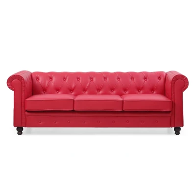 Abbildung von Grand Canapé Chesterfield 3 Sitzer Sofa Rot Menzzo