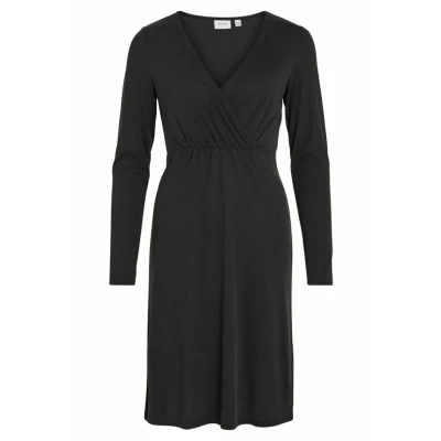 Abbildung von Vila Damen Vimodala L/S Wrap Midi Dress/Su Noos Dress, Schwarz, XS EU