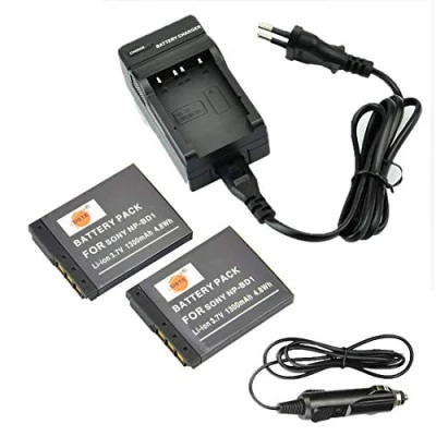 Abbildung von DSTE®（2 Pack） Ersatz Batterie und DC02E Reise Ladegerät Compatible für Sony NP BD1 Cyber Shot DSC G3 T2 T70 T75 T77 T90 T200 T300 T500 T700 T900 TX1