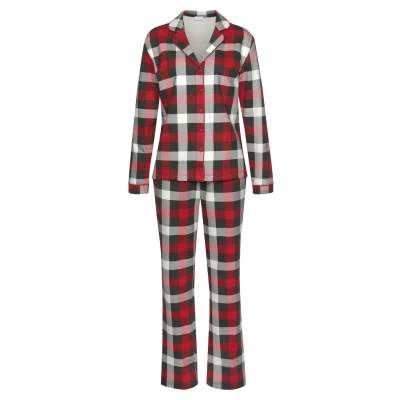 Abbildung von Lascana XMAS Classic SET Pyjama, Damen, Größe: 44/46, Black/red