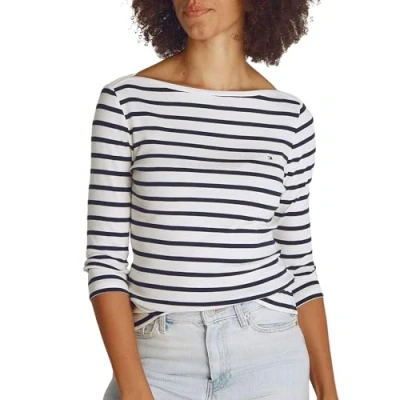 Abbildung von Tommy Hilfiger NEW CODY SLIM BOAT Langarmshirt, Damen, Größe: XXS, Breton dark night navy