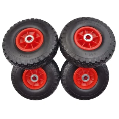 Abbildung von Frosal PU Rad Sackkarre 260 mm 3.00 4 20 Achse Kugellager Sackkarrenrad Vollgummi Ersatzrad Bollerwagen pannensicher Reifen (4)