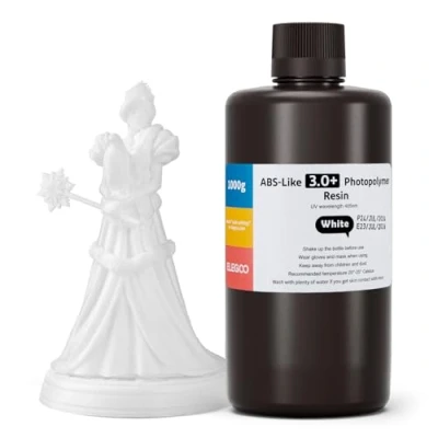 Abbildung von ELEGOO ABS Like 3.0 Plus 3D Drucker Resin Weiß 1000g, Hohe Hitzebeständigkeit Harz, Niedrigere Viskosität und Schrumpfung, 405nm LCD UV Aushärtung für MSLA/LCD/DLP