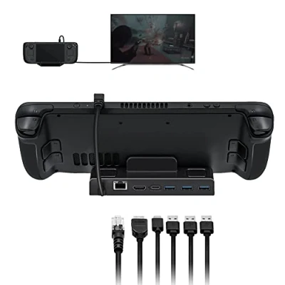 Abbildung von Mcbazel Steam Deck Dock, 6 in 1 Docking Station mit HDMI 2.0 4K@60Hz, Gigabit Ethernet, 3 USB 3.0, PD 100W Schnellladen für Deck/NS Switch/NS Switch OLED