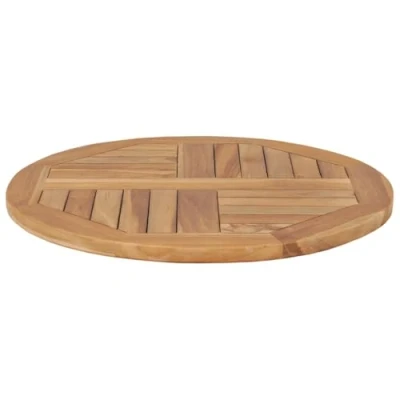 Abbildung von vidaXL Teak Massiv Tischplatte Massivholzplatte Holzplatte Ersatztischplatte Holz Platte für Esstisch Esszimmertisch Rund 2,5cm 60cm
