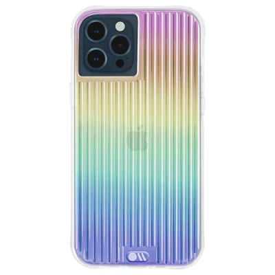Abbildung von Case Mate Tough Groove Schutzhülle Apple iPhone 12/12 Pro [Stoßfeste Handy Hülle Antimikrobiell Fallschutz bis zu 3 m Regenbogen Optik] transparent