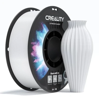 Abbildung von Creality CR PETG 3D Druckfilament 1,75 mm, Ausgezeichnete Zähigkeit, Hohe Präzision, Geruchlos, Ungiftig, Feuchtigkeitsbeständig, 1 kg (2,2 lbs), Glänzendes Filament für Drucker(Weiß)