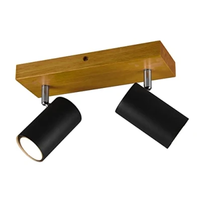 Abbildung von Trio Leuchten Spotbalken Marley 812400232, Metall Schwarz matt, Holz, exklusiv 2x GU10