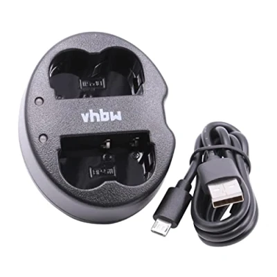 Abbildung von vhbw Dual USB Ladegerät kompatibel mit Canon MV30i, MV300i, MV400, MV400i, MV410, MV430i Kamera Camcorder Akku Ladeschale, Ladekontrollanzeige