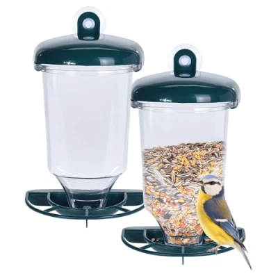 Abbildung von Spetebo Vogelhaus Fenster Futterhäuschen für Vögel 2er Set, mit einem starken Saugnapf
