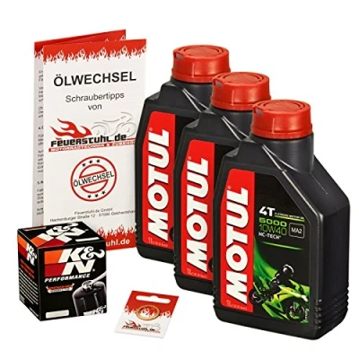 Abbildung von Motul 10W 40 Öl + K&amp;N Ölfilter für Kawasaki ER 5 500 Twister, 97 06, ER500A Ölwechselset inkl. Motoröl, Filter, Dichtring