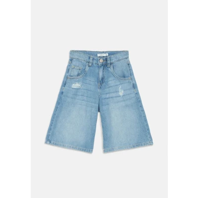 Abbildung von Name it Nkfbella Skater Jeans Shorts für Kinder, Größe: 134, Medium blue denim