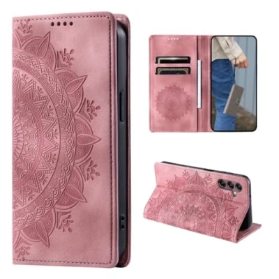 Abbildung von CoverKingz Handyhülle für Samsung Galaxy A15 Handytasche mit Kartenfach Wallet Case Cover Handy Hülle klappbar Motiv Mandala Rose