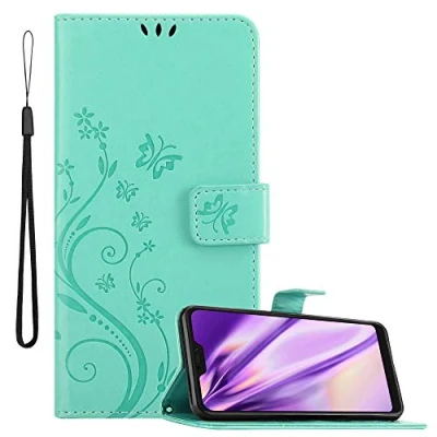 Abbildung von Cadorabo Hülle kompatibel mit Xiaomi RedMi Note 6 PRO Blumen Design aus Kunst Leder Flip Klappbare Magnetische [Standfunktion] [Kartenfächern] Cover für Tasche in Türkis
