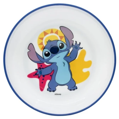 Abbildung von Stitch zweifarbige wiederverwendbare Kinderschüssel mit rutschfestem Boden