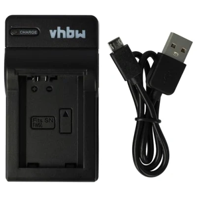 Abbildung von vhbw USB Ladegerät kompatibel mit Sony ZV E10 Kamera Camcorder Akku Ladeschale, Ladekontrollanzeige