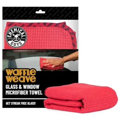 Abbildung von Chemical Guys MIC707 Mikrofaser Handtuch für Glas und Fenster, Waffelmuster, 61 x 40,6 cm, Rot