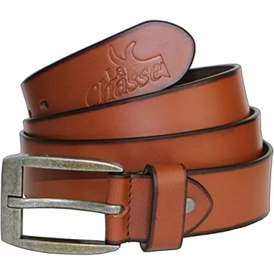 Abbildung von La Chasse® Ledergürtel Büffelledergürtel &quot;Bison&quot; Rindsleder braun schwarz cognac