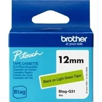 Abbildung von Brother Original Btag G31 Schriftband 12 mm breit, 4 m lang, schwarz/grün