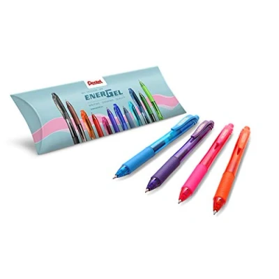 Abbildung von Pentel BL107 Energel X Gel Roller 0,7 mm 4 Stück sortiert (Orange, Pink, Hellblau, Violett)