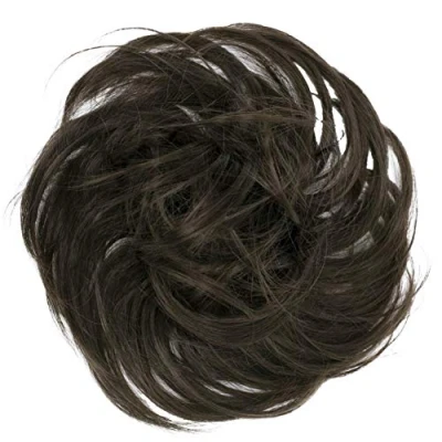Abbildung von CAISHA Haargummi Bella Hochsteckfrisuren Haarteil Hochzeitfrisuren Voluminös Leicht Gewellt Hitzebeständige Kunstfaser DM17cm Braun G6B