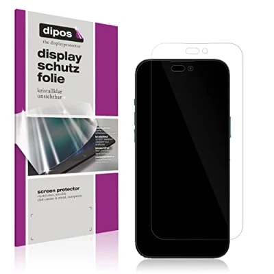 Abbildung von dipos I 2X Schutzfolie klar kompatibel mit Apple iPhone 14 Pro Folie Displayschutzfolie