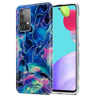 Abbildung von Cadorabo Hülle kompatibel mit Samsung Galaxy A52 (4G 5G) A52s Schutzhülle TPU Silikon Case Marmor Design Slim Kratzfest Weiche Gummi Rundumschutz für in Blau