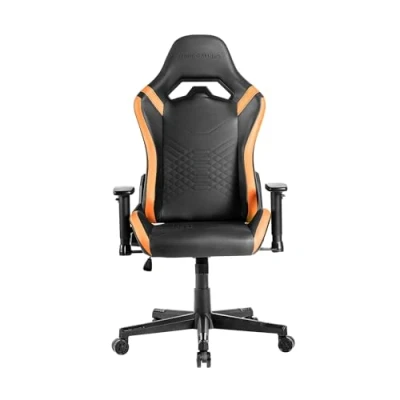 Abbildung von Mars Gaming MGC PRO, Professioneller Stuhl, PU Leder Oberfläche, 2D Armlehnen und 135 Verstellbare Rückenlehne, Soft Touch Lenden Nackenkissen, XL Rollen Klasse 4 Gasfeder, Orange