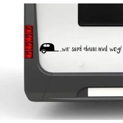 Abbildung von Rakelfix Wir sind dann mal Weg! Motiv2 ca.40cm Aufkleber Wohnanhänger Wohnwagen