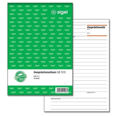 Abbildung von sigel Gesprächsnotiz Formularbuch GE515