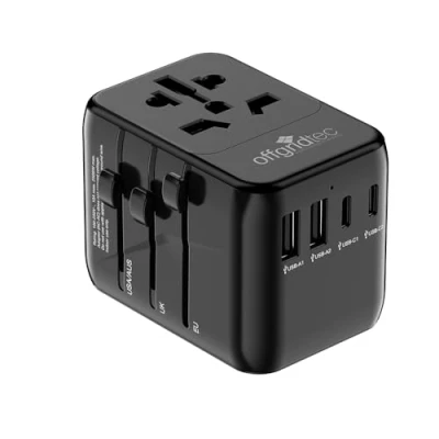 Abbildung von Offgridtec Reiseadapter Universal Weltweit 2X USB A und C Schwarz