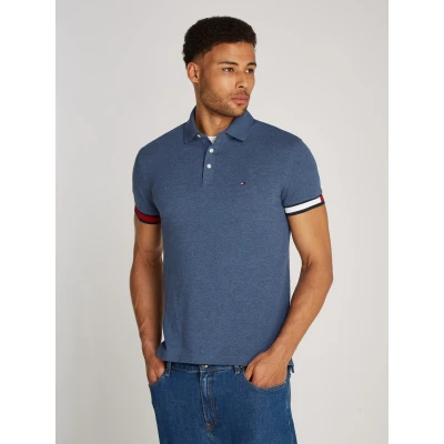 Abbildung von Tommy Hilfiger Poloshirt FLAG CUFF SLIM POLO mit Kontrast Details
