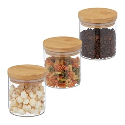 Abbildung von relaxdays Vorratsglas 3er Set Vorratsgläser mit Deckel 500 ml, Glas