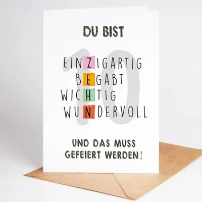 Abbildung von Lovely Cards Rätselkarte 10. Geburtstag Mädchen Jungen Premium Geburtstagskarte Kinder Sohn Tochter Enkel Enkelin Geschenke 10 jahre Birthday Card A6 (10 Jahre)