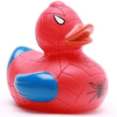 Abbildung von Duckshop I Badeente Quietscheente Spinnenheld L: 8,5 cm Geschenk für Marvel Fans Superhelden Comic