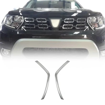 Abbildung von OMAC Kühlergrill Leisten Grillleisten kompatibel mit Dacia Duster 2018 2021 Edelstahl Silber 2x