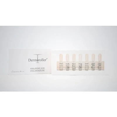 Abbildung von Dermaroller Hyaluronsäure Ampullen Hyaluron Serum für Gesicht Anti Aging zur Regeneration von Kollagen Hochdosierte intesive Feuchtigkeit und strahlende Haut 7x1,5ml
