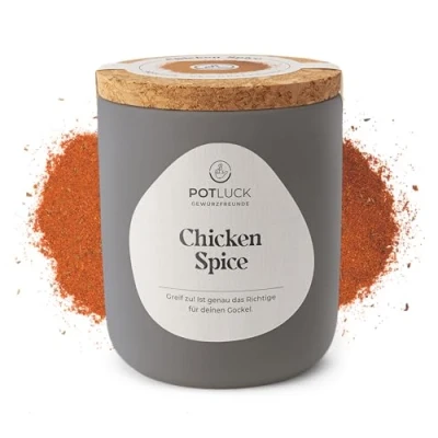 Abbildung von POTLUCK Chicken Spice Gewürzzubereitung im Keramiktopf 60g Vegan, glutenfrei und mit natürlichen Inhaltsstoffen