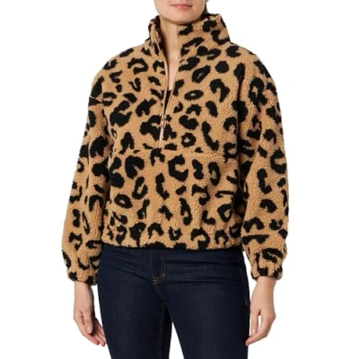 Abbildung von ONLY Damen ONLJANNE Aztec Teddy L/S Halfzip CC SWT Sweatshirt, Tobacco Brown/AOP:Leo, XS